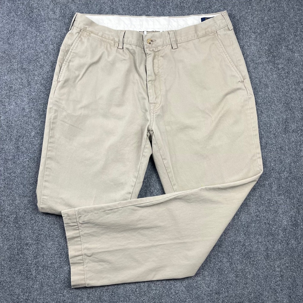 Polo Ralph Lauren Mens Khaki Chino Pants 34x30 Beige Cotton Twill Straight Leg